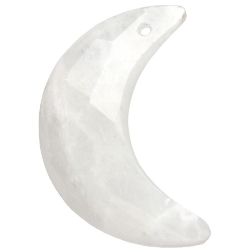 Pendente a forma di mezza luna sfaccettato, 20x14 mm, in pietra semipreziosa - Pietra di luna x1