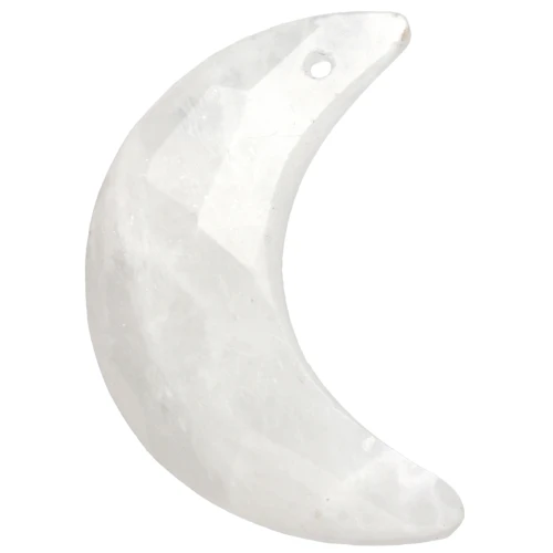 Pendente a forma di mezza luna sfaccettato, 20x14 mm, in pietra semipreziosa - Pietra di luna x1