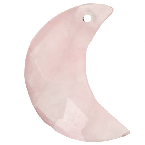 Ciondolo di pietra preziosa sfaccettata a mezzaluna da 16x10 mm - Quarzo rosa x1