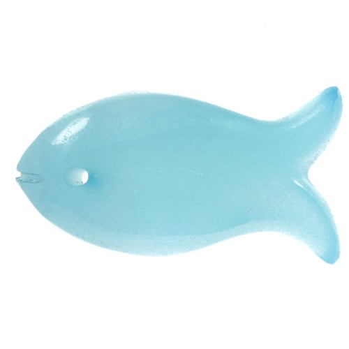 Pendente in pietra semipreziosa Fish 21x11 mm - Calcedonio blu x1