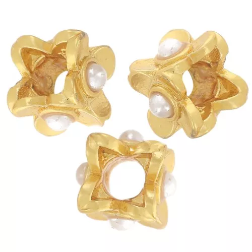 Perla quadrata da 5 mm con perle di madreperla - Dorato con oro fino x1