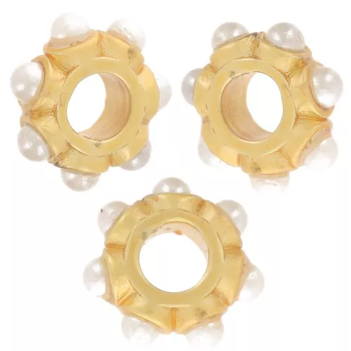 Perle rotonde da 10 mm e madreperla - Dorato con oro fino x1