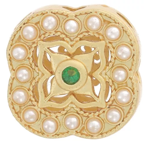 Distanziatori quadrati di madreperla e ossido di zirconio da 10,5 mm Dorato con oro fino x1