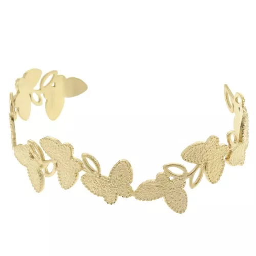 Bracciale a farfalla martellato regolabile 20x155mm in acciaio inox 304L dorato x1
