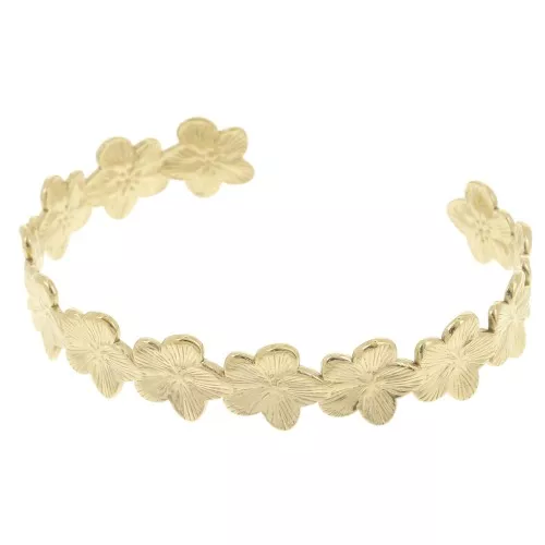 Bracciale regolabile fiore 13x160 mm in acciaio inox 304L dorato x1