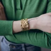 Bracciale largo fiori - regolabile 34,5x150 mm Acciaio inossidabile 304L dorato x1