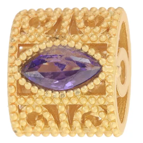 Perlina rettangolare curva 11x12 mm con ossidi di zirconio - Dorato con oro fino - Viola