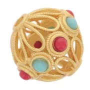 Perlina rotonda in filigrana da 10,5 mm imitazioni pietra Dorato con oro fino x1