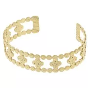 Bracciale regolabile trifoglio martellato 15x150mm acciaio inox 304L dorato x1