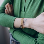 Bracciale regolabile effetto pizzo 11x160mm in acciaio inossidabile 304L dorato x1