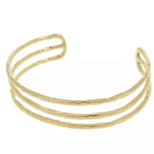 Bracciale martellato a tre file regolabile 15x150mm in acciaio inox304L dorato x1