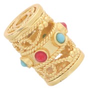 Perla tubo lavorata 12x9 mm - pietre semipreziose - Dorato con oro fino|raw }}