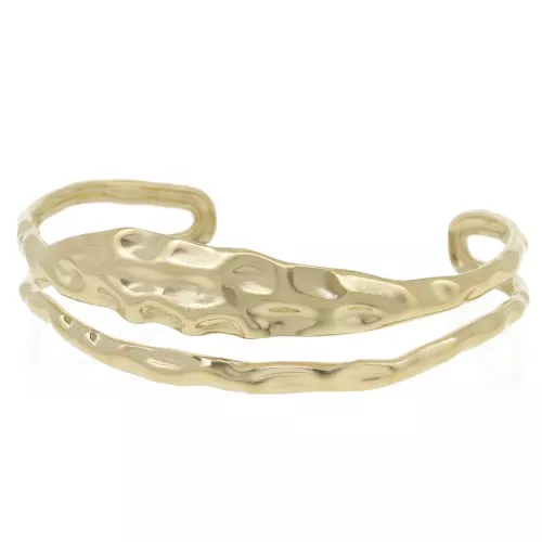 Bracciale martellato regolabile a due file 18x150 mm - Acciaio inox304 dorato x1