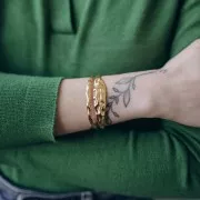 Bracciale martellato regolabile a due file 18x150 mm - Acciaio inox304 dorato x1