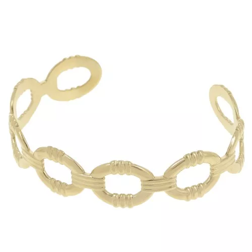 Bracciale anelli ovali regolabili 14,5x150 mm in acciaio inox 304L dorato x1