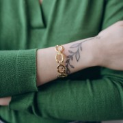 Bracciale anelli ovali regolabili 14,5x150 mm in acciaio inox 304L dorato x1