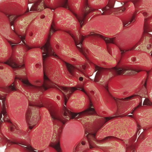 Perle di vetro ceco 2 fori Zoliduo® Left 5x8mm Opaque Red Terracotta Red x20