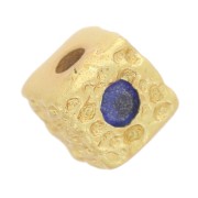 Perlina quadrata martellata da 4,5 mm con ossido di zirconio - Dorato con oro fino - Blu x1|raw }}