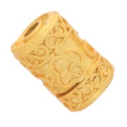 Perla tubolare lavorata 9x6 mm - Dorato con oro fino x1|raw }}