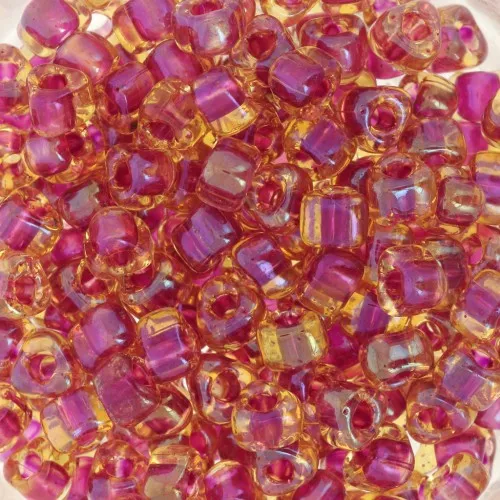 Miyuki 5/0 triangle TR5-1163 - Light Cranberry Lined Topaz Luster x8g