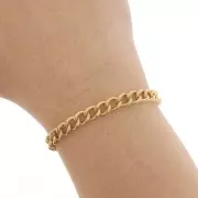 Catena Rombo a coste da 6 mm - Acciaio inossidabile 316L Dorato x50cm