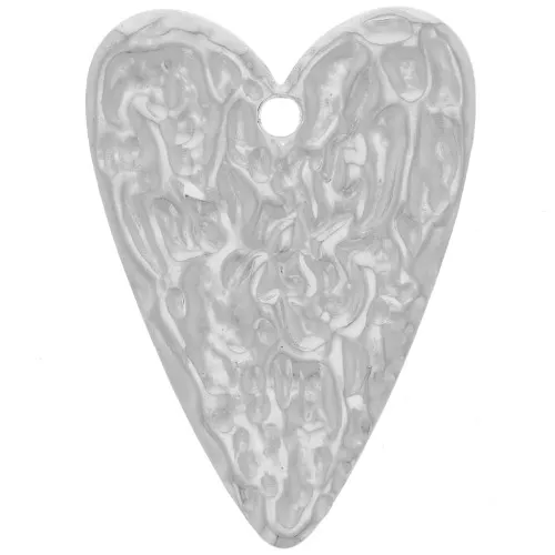 Pendente a cuore martellato 34x24 mm - acciaio inossidabile 304L x1