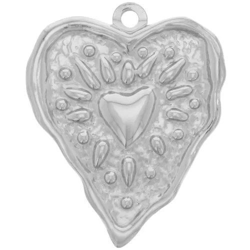 Pendente a cuore irregolare 36x29 mm - Acciaio inossidabile 304L x1