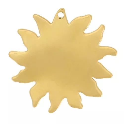 Ciondolo sole martellato da 16 mm - Acciaio inossidabile 304L Dorato x1