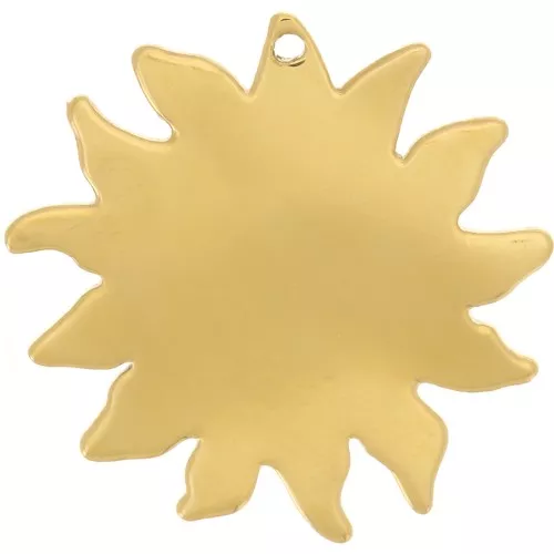 Ciondolo sole martellato da 25 mm - Acciaio inossidabile 304L Dorato x1