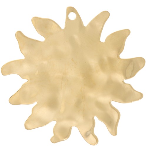 Pendente a forma di sole martellato 40 mm in acciaio inossidabile Dorato x1