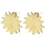 Orecchini a perno con sole martellato 16 mm - Acciaio inossidabile 304L oro x2