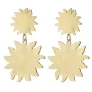 Orecchini a perno con sole martellato 16 mm - Acciaio inossidabile 304L oro x2