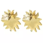Orecchini a perno con sole martellato 16 mm - Acciaio inossidabile 304L oro x2