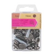 Bottoni a pressione + attrezzo 15 mm gunmetal x8