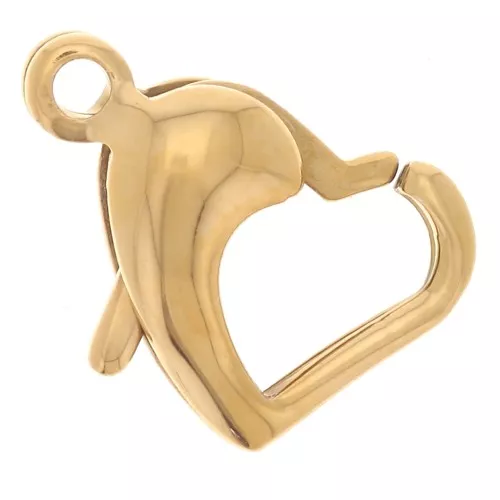 Chiusura a moschettone a forma di cuore 14x9,5 mm - acciaio inossidabile Dorato 304L x1