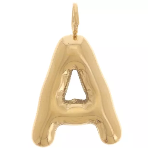 Pendente lettera alfabeto a sfera 23x14 mm - A - Acciaio inossidabile 304L Dorato x1