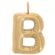 Pendente con lettera dell'alfabeto a forma di palloncino 24,5x14 mm - B - Acciaio inossidabile 304 Dorato x1
