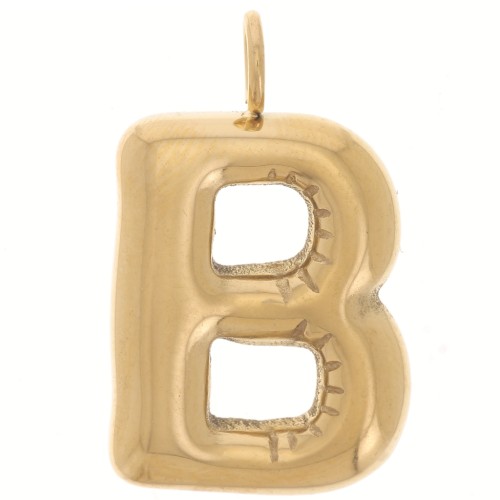 Pendente con lettera dell'alfabeto a forma di palloncino 24,5x14 mm - B - Acciaio inossidabile 304 Dorato x1