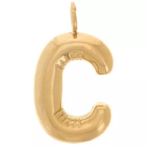 Pendente lettera alfabeto sfera 23x13 mm - C - Acciaio inossidabile 304L Dorato x1