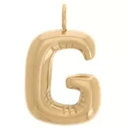 Pendente con lettera dell'alfabeto a forma di palloncino 23,5x14,5 mm - G - Acciaio inossidabile 304 Dorato x1