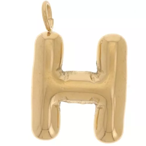 Pendente lettera alfabeto sfera 23x15 mm - H - acciaio inossidabile 304L Dorato x1