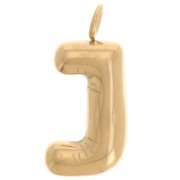 Pendente lettera alfabetica a sfera 23x11 mm - J - Acciaio inossidabile Dorato 304L x1|raw }}
