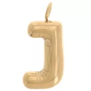 Pendente lettera alfabetica a sfera 23x11 mm - J - Acciaio inossidabile Dorato 304L x1