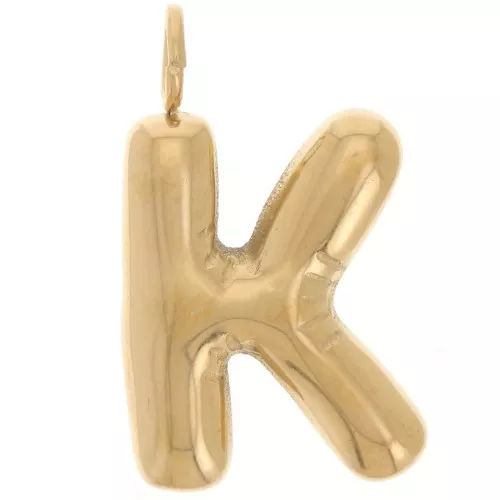Pendente lettera alfabeto sfera 23x14 mm - K - Acciaio inossidabile 304L Dorato x1