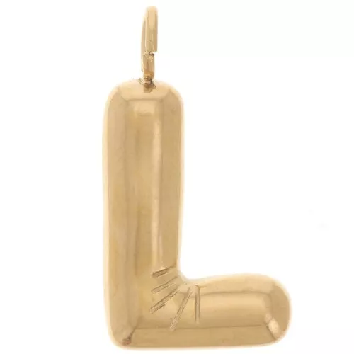 Pendente lettera alfabeto sfera 23x12 mm - L - acciaio inossidabile 304L Dorato x1