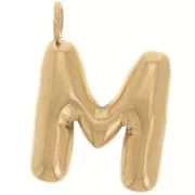 Pendente con lettera dell'alfabeto a forma di palloncino 23x17 mm - M - Acciaio inossidabile 304 Dorato x1