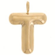 Pendente lettera alfabeto sfera 23x16 mm - T - Acciaio inossidabile 304L Dorato x1
