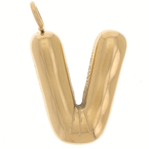 Pendente lettera alfabeto sfera 23x15 mm - V - Acciaio inossidabile 304L Dorato x1