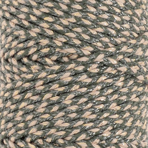 Cordoncino in cotone intrecciato da 2,5 mm - Made in France - Khaki - Beige - Dorato x1m