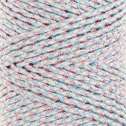 Cordoncino in cotone intrecciato da 2,5 mm - made in France - Multi Blue - Dorato rosa x1m|raw }}